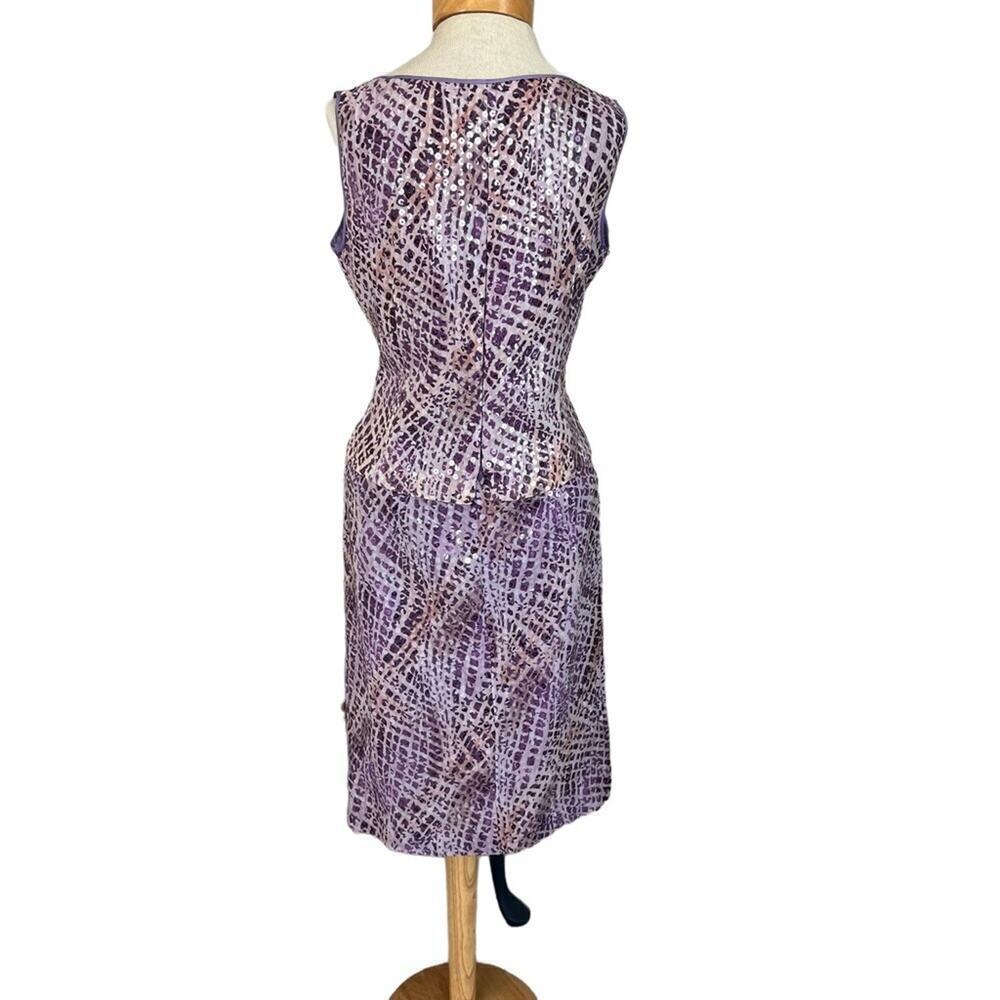Javier Larrainzar Purple Sequin Two Piece Set Top Skirt Couture Evening Sz 12 - Picture 6 of 14